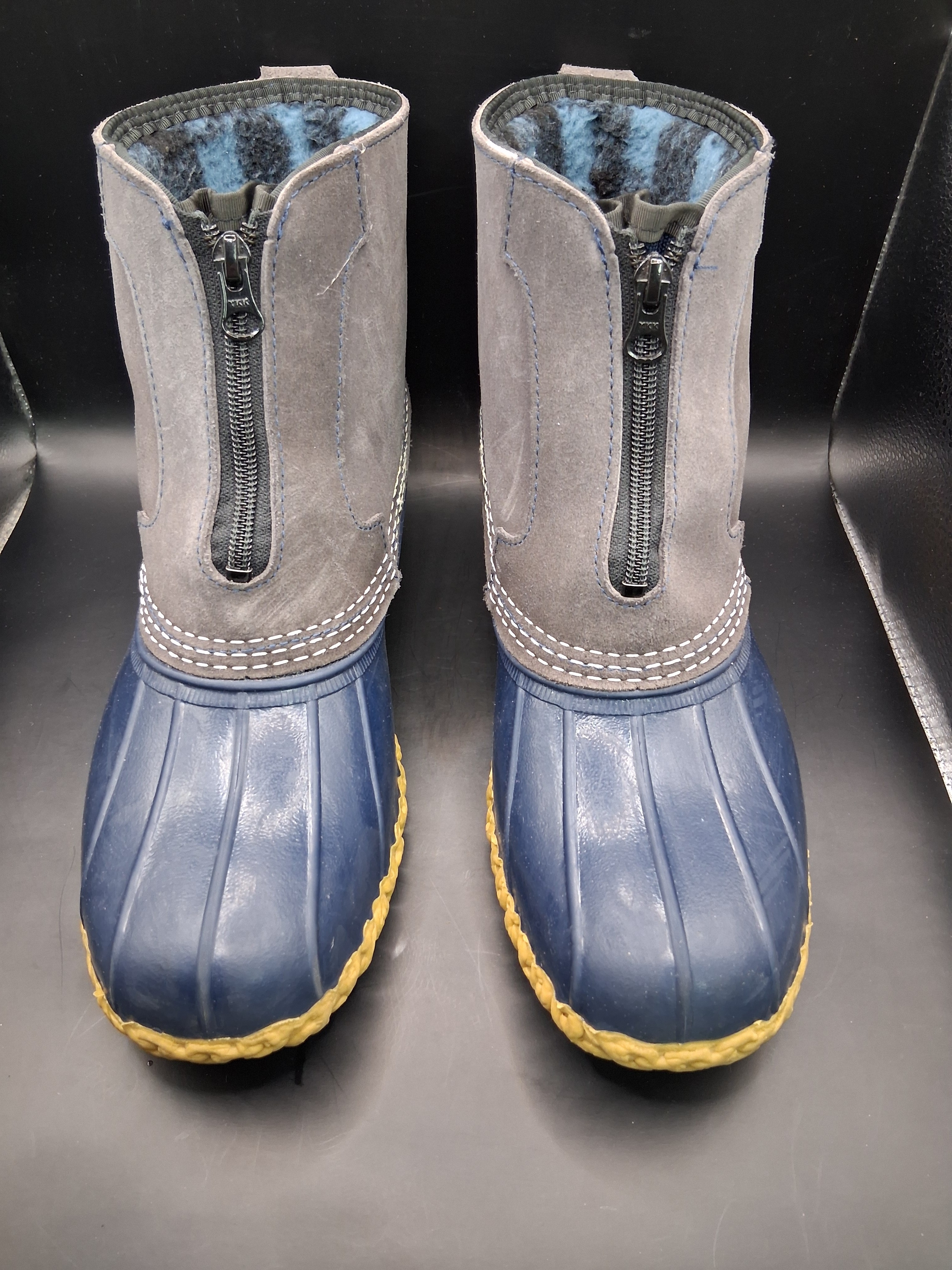 L.L. Bean Plaid Fleece-Lined Zip Front Waterproof Duck Boots Size: 10m Women's